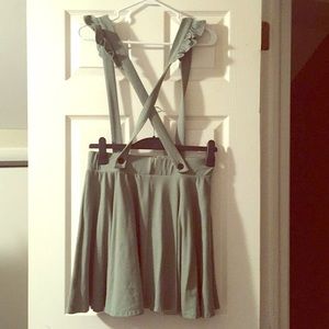Hot Topic Olive Green Suspender Skirt